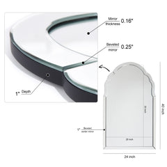 Elegant Arch Beveled Wall Mirror, 24 in. x 40 in. - Clear - 24 x 40