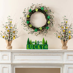 Glitzhome 14"L Valentine's/ Mardi Gras/ St. Patrick's Wooden House/Brush Trees Table Decor