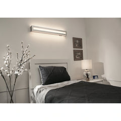 Hayes 4-feet Satin Nickel LED Overbed Fixture, White Acrylic Shade